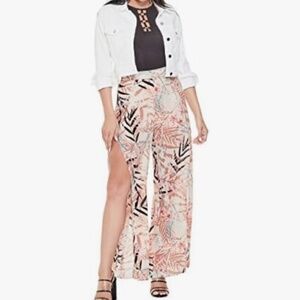 Guess Multi-Color Nicci Split‎ Front Palazzo Pant Womens Large